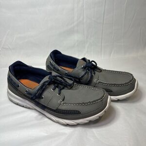Sperry Boat Lite Gray Blue 3-Eye Lace Up Boat Shoe Men 8.5 Medium‎ Slip On Tie